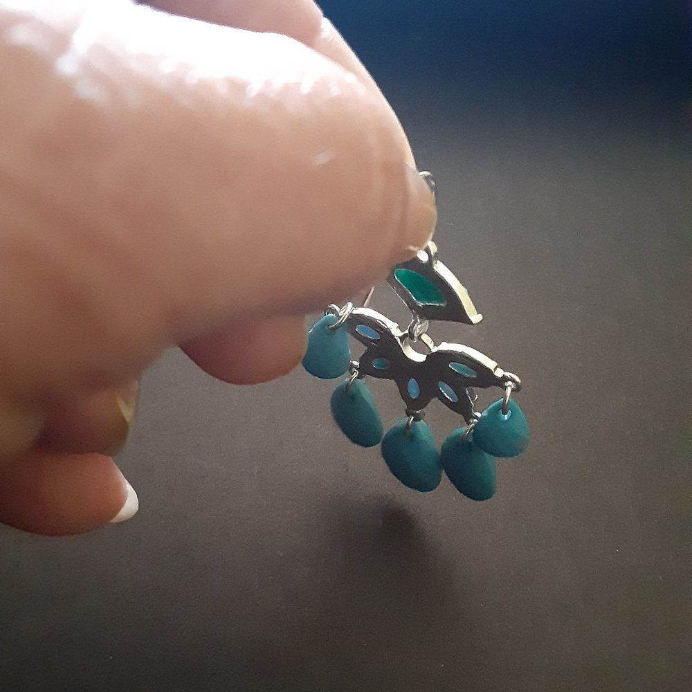 blue chandelier drop earrings - Picture 4 of 4